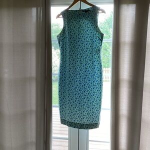 Ralph Lauren Sport Blue with Green Sleeveless Sheath Dress size 10